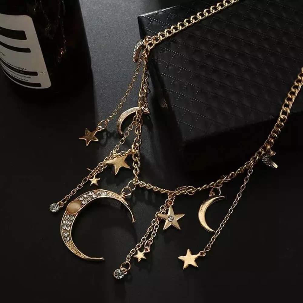 Bohemian Moon & Stars Crystal Necklace - Picture 13 of 16